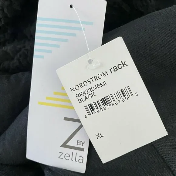 NEW Z By Zella Sheila Fleece Hooded Pullover Sweater Long Sleeve Black XL - Picture 8 of 9